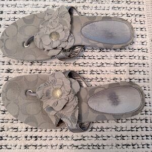 Coach Silver logo Sandals
